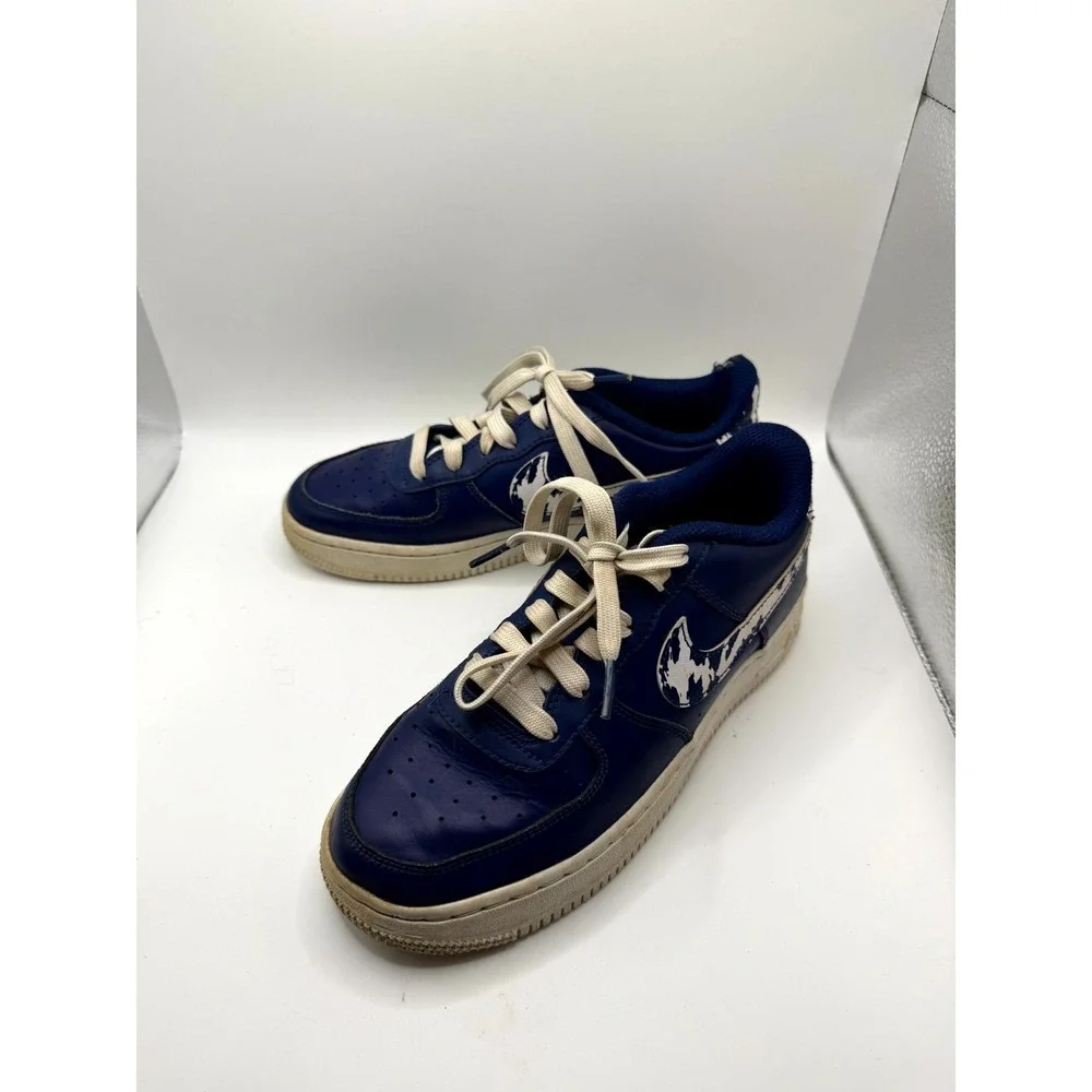 Nike Air Force 1 LV8 GS Kids 4.5 Sneaker Splatter Swoosh Blue Void Leather Shoes